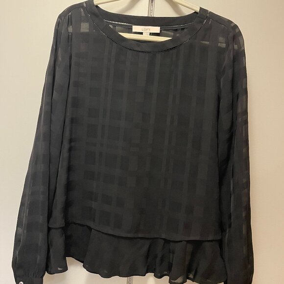 Ann Taylor Tops - Ann Taylor Loft Top Blouse Sheer Peplum‎ Black sz M excellent condition